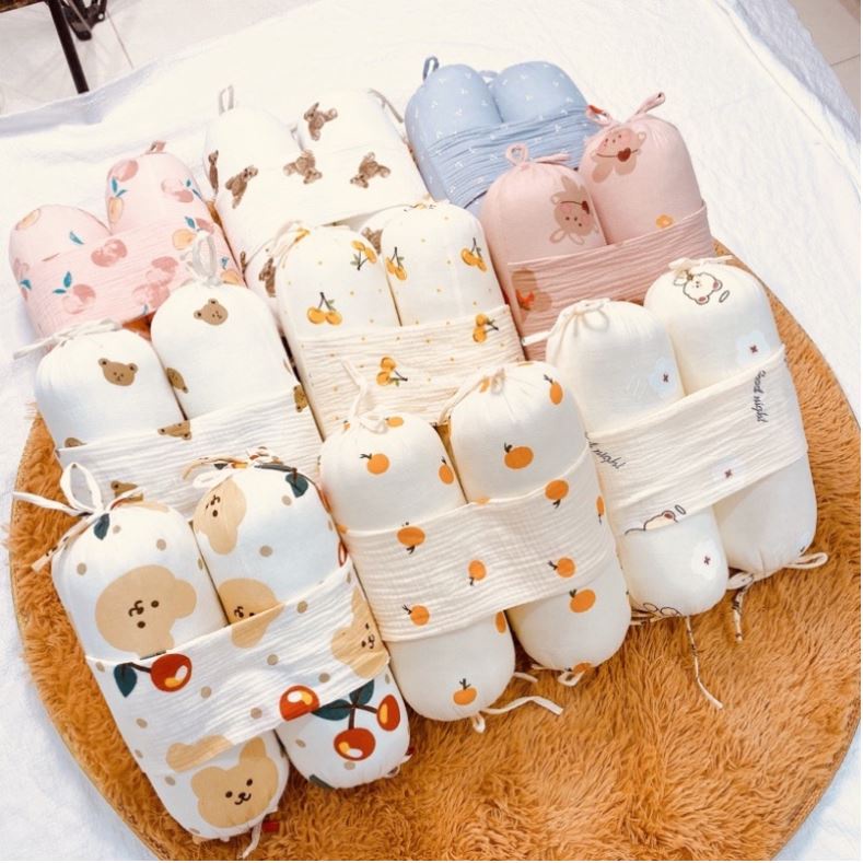 Bộ gối chặn xô muslin organic cho bé