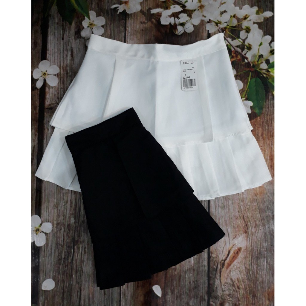 Vấy xép ly hai tầng CC27022 về tiếp đen , trắng nhé khách