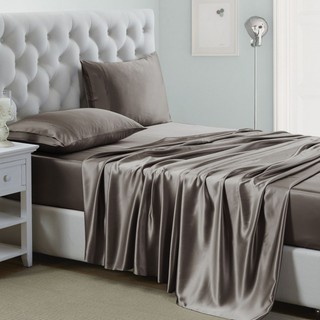 (Loại 1) Bộ Ga Gối Phi Lụa 4 Món Cao Cấp Mát,Mềm,Mịn Lan Bedding -Màu Nâu