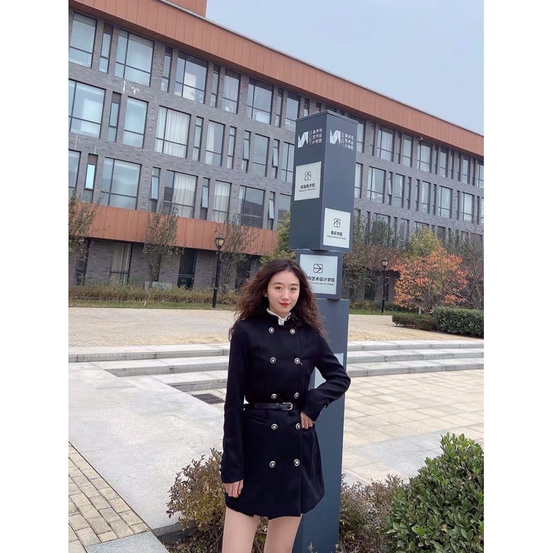 Áo khoác khuy cúc kèm belt