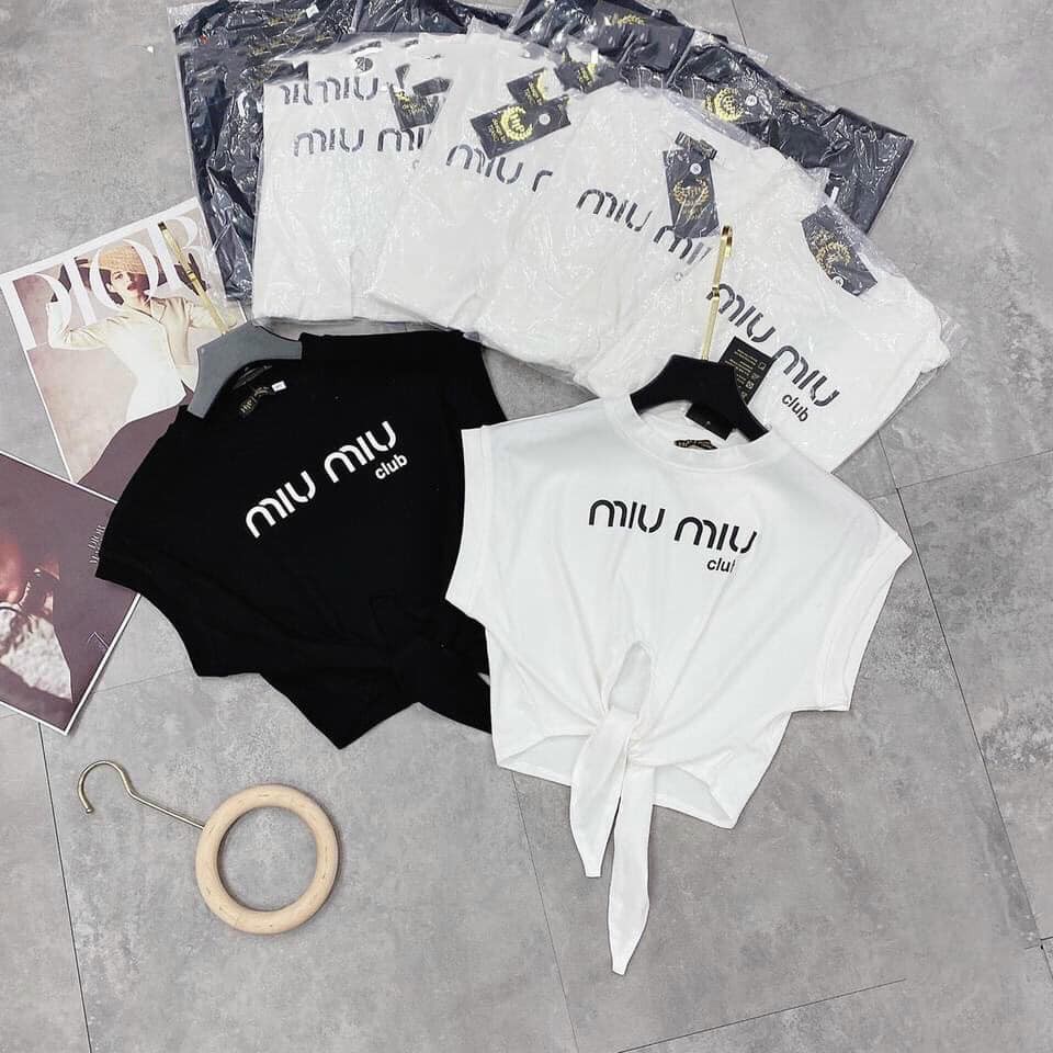 Áo phông nữ buộc vạt Miu miu | BigBuy360 - bigbuy360.vn