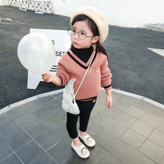 Áo len cổ tim cho bé trai- bé gái