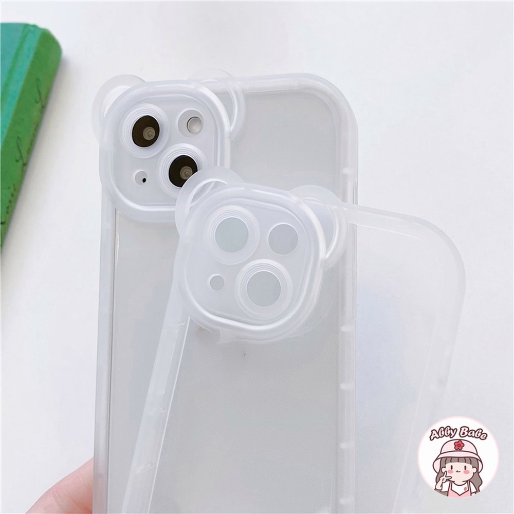 Ốp Điện Thoại Bằng TPU Mềm Trong Suốt Chống Sốc Hình Tai Gấu 3D Cho IP 13 12 11 Pro M