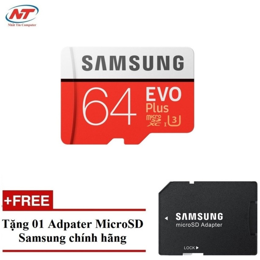 Thẻ nhớ MicroSDXC Samsung Evo Plus 64GB U1 A1 130MB/s 20MB/s - Kèm Adapter (Trắng)