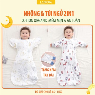 Nhộng chũn & túi ngủ cho bé 2 trong 1| nhộng ngủ cotton organic mềm mịn