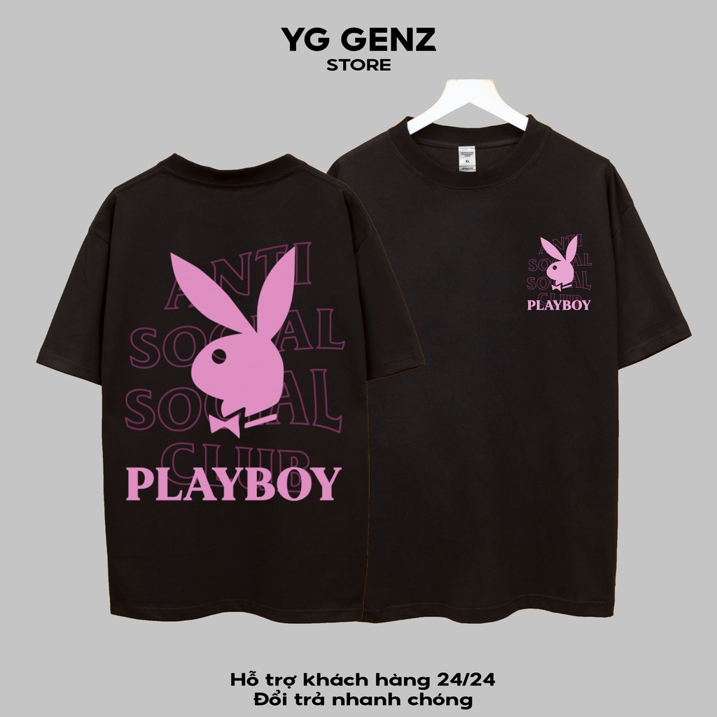 Áo thun ANTI PLAYBOY THỎ YGGENZ shop , Áo thun unisex nam nữ from rộng oversize chất liệu cotton 100%