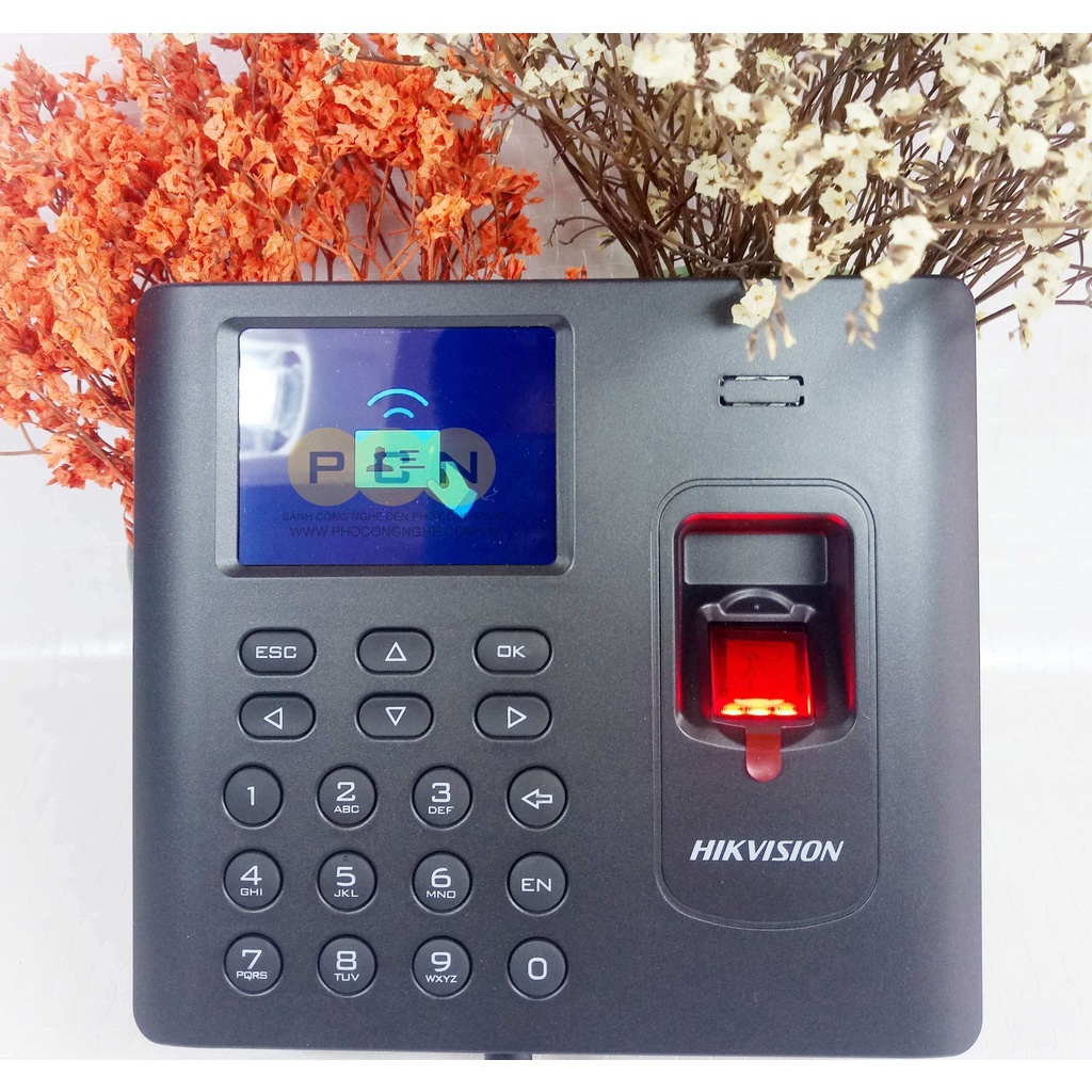 Máy chấm công vân tay Hikvision DS-K1A802AMF, kết nối Wifi