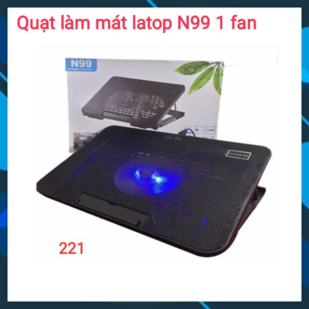 Fan tản nhiệt laptop (Xả Kho) Đế tản nhiệt  1 quạt N99 cao cấp(đen) Sản phẩm chất lượng