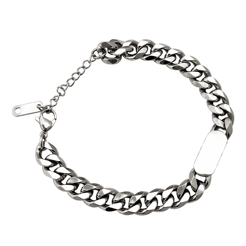 Vòng Tay Dây Xích Bằng Titan Thiết Kế Đơn Giản Phong Cách Hip Hop Thời Trang Cho Cặp Đôi