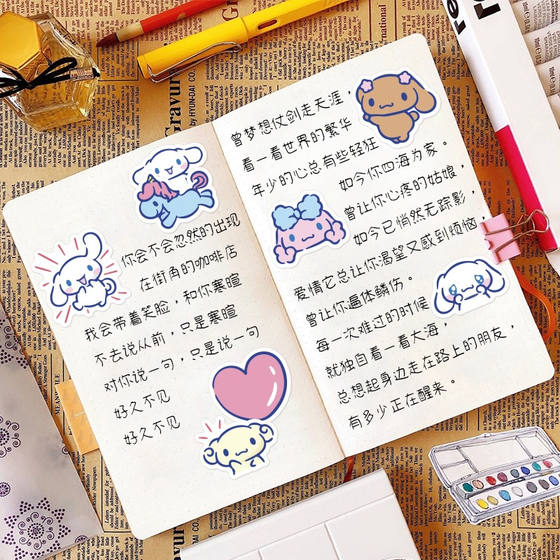 Set 40 Miếng Dán Trang Trí Điện Thoại/Ghi Chú Họa Tiết Hoạt Hình Dễ Thương