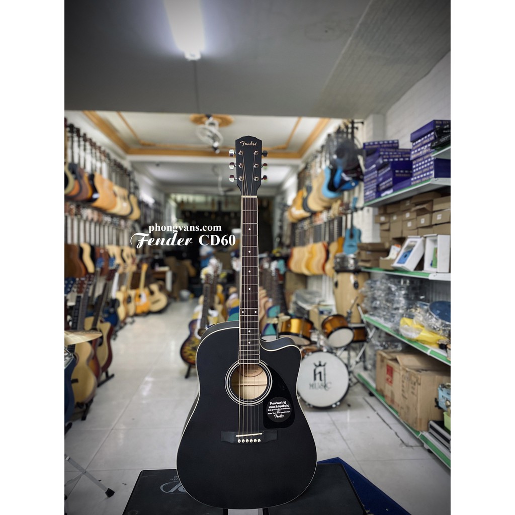 Đàn guitar acoustic Fender CD60 màu đen (Tặng kèm phụ kiện)