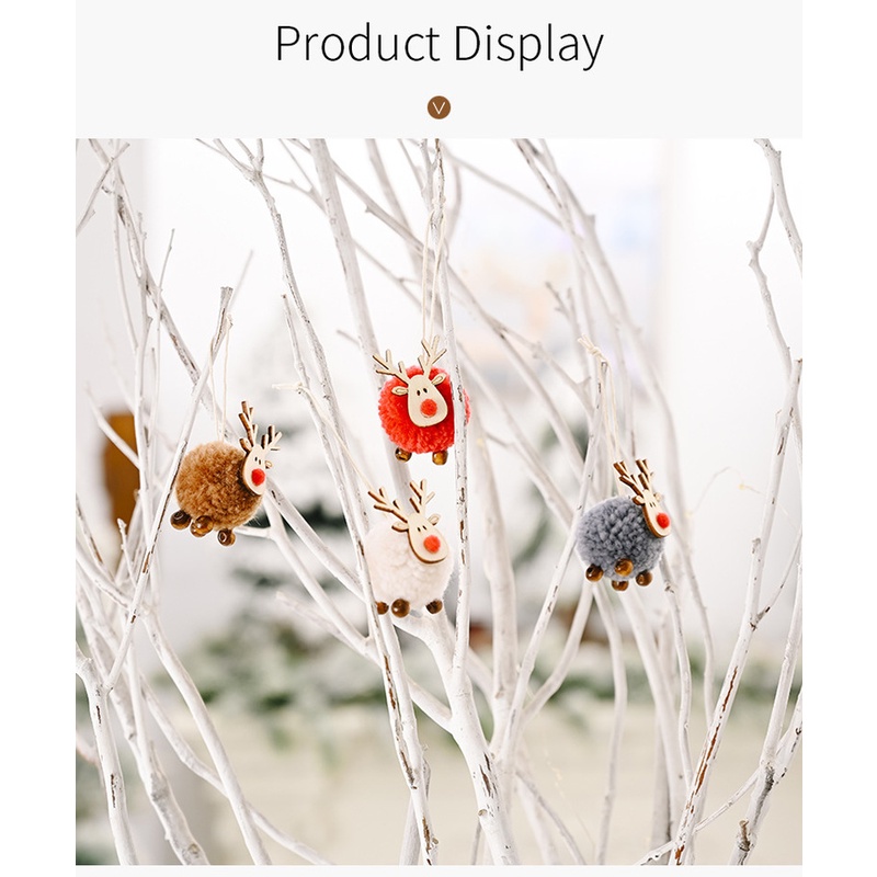Dễ Thương Phụ Kiện Treo Trang Trí Cây Thông Noel Hình Chú Nai Bằng Gỗ
