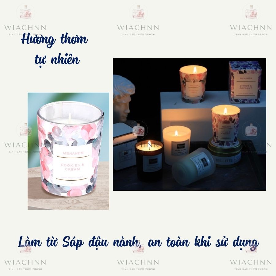 Nến Thơm Tinh Dầu Thơm Phòng Menahem Thư Giãn Không Khói Mùi Hương Hoa Hương thơm Thanh Mát Cao Cấp