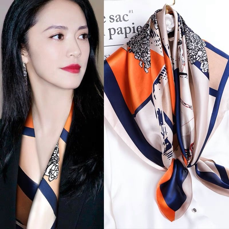 Khăn Choàng Lụa Hình Vuông Cỡ Lớn 90x90 Phong Cách Thu Đông 2022 Thời Trang