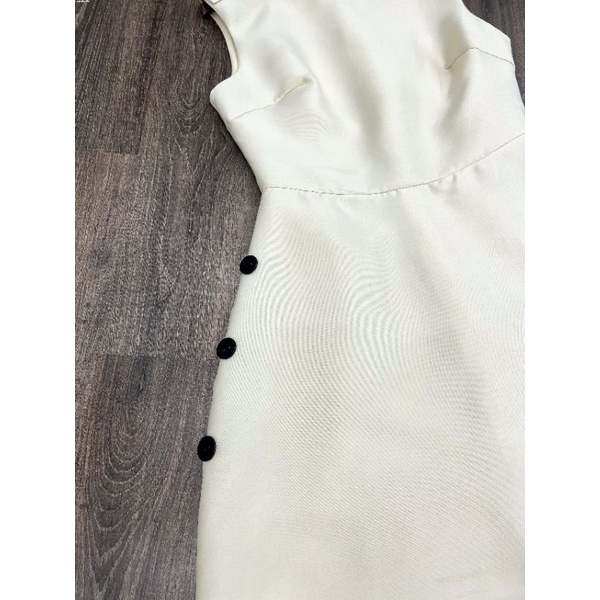 Đầm dự tiệc tafta trắng kem vnxk