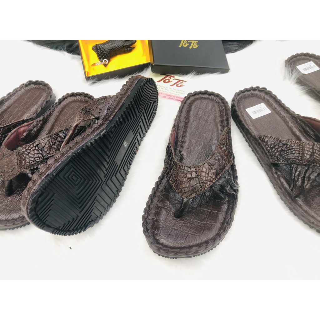 Dép Nam Da Cá SẤU thật NGUYÊN MÓNG bảo hành 2 năm