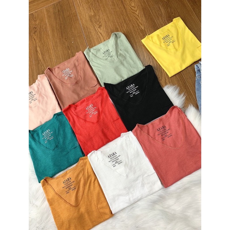 [Ảnh Thật] Áo thun cổ tim form rộng dáng basic chất thun cotton mịn