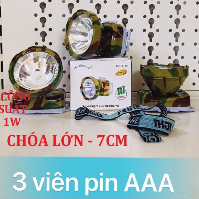 Dèn Pin Đội Đầu Sáng Mạnh 6788 Dùng 3 Viên Pin AAA