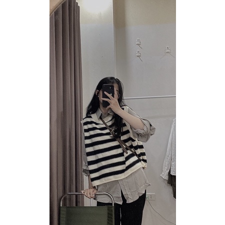 Áo len gile kẻ vingate kiểu mới nhất 2022 - hàng có sẵn