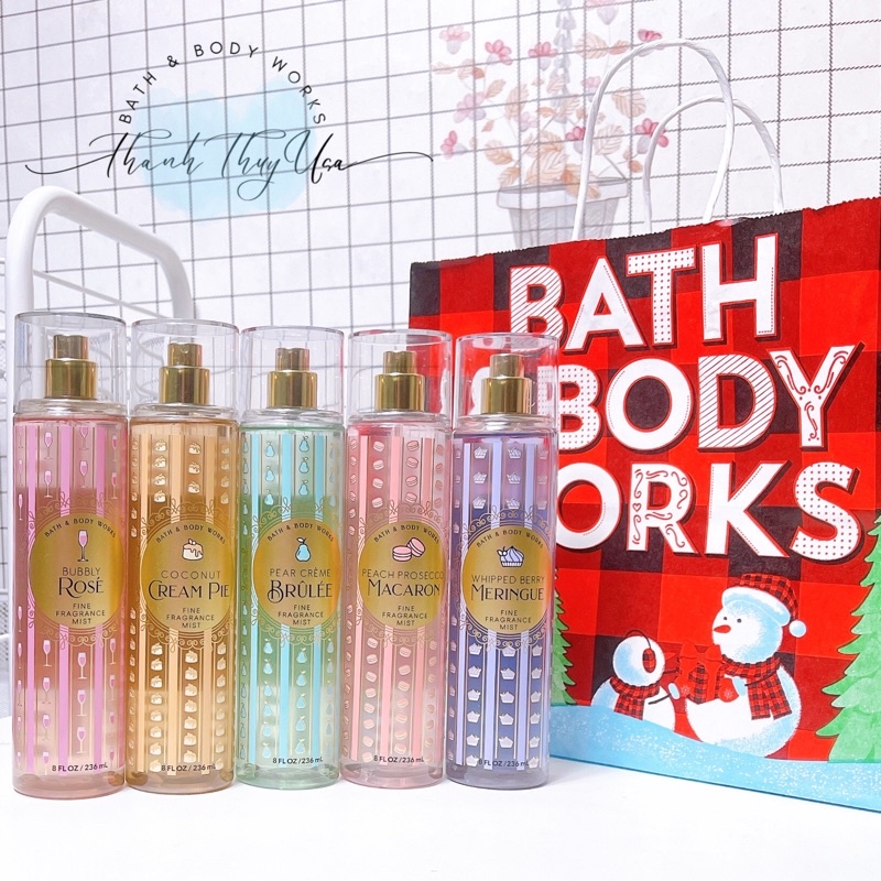 Xịt Thơm Dưỡng Thể Bath and Body Works BUBBLY ROSÉ | PEACH PROSECCO |PEAR CRÈME BRULEE |Cream Pie |Whipped Berry - 236ml