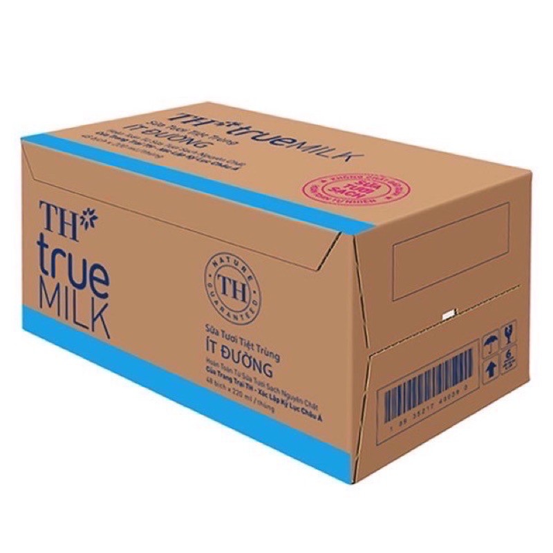 Thùng 48 Bịch Sữa Tươi TH True Milk Ít Đường - 220ml
