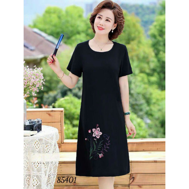 ĐẦM TRUNG NIÊN HOẠ TIẾT THÊU HOA BIGSIZE ĐẦM SUÔNG