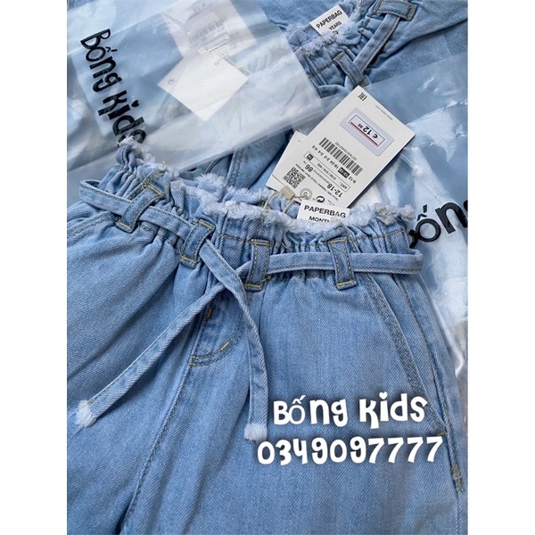 Quần Short Bé Gái Xanh Bạc Lật Gấu Kèm Belt ZR