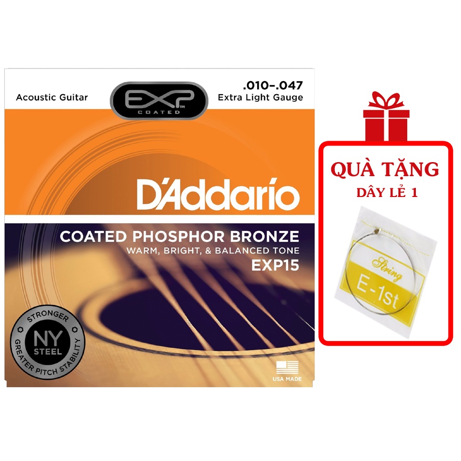 Dây Đàn Acoustic Guitar D'Addario EXP15 - Dây Đàn Guitar Acoustic , Dây Guitar Acoustic Size 10