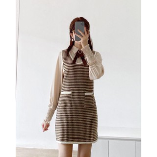 Set áo sơ mi kèm váy gile dạ