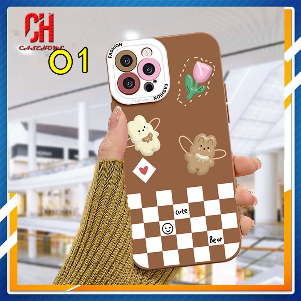 Ốp Điện Thoại Tpu Dẻo Cho IPhone 13 12 11 PRO MAX 6 7 6S 8 Plus X XR XS MAX Se 2020 6SPlus 7Plus 6Plus 8Plus XSMAX Chocolate Lucky Bear Heart flower Smiley Face Phone Case