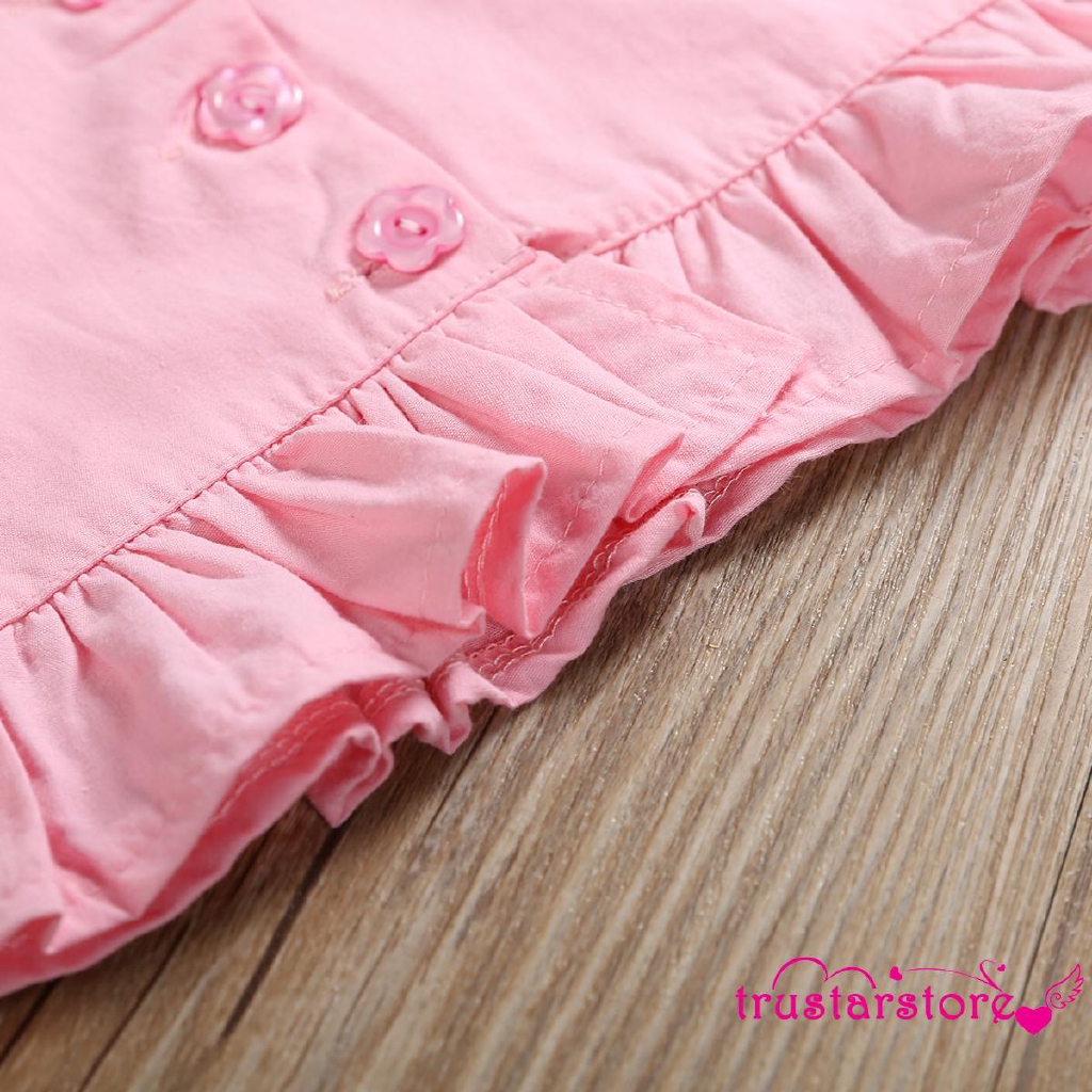Bộ áo croptop + quần short phối nút gài xinh xắn thời trang cho bé gái