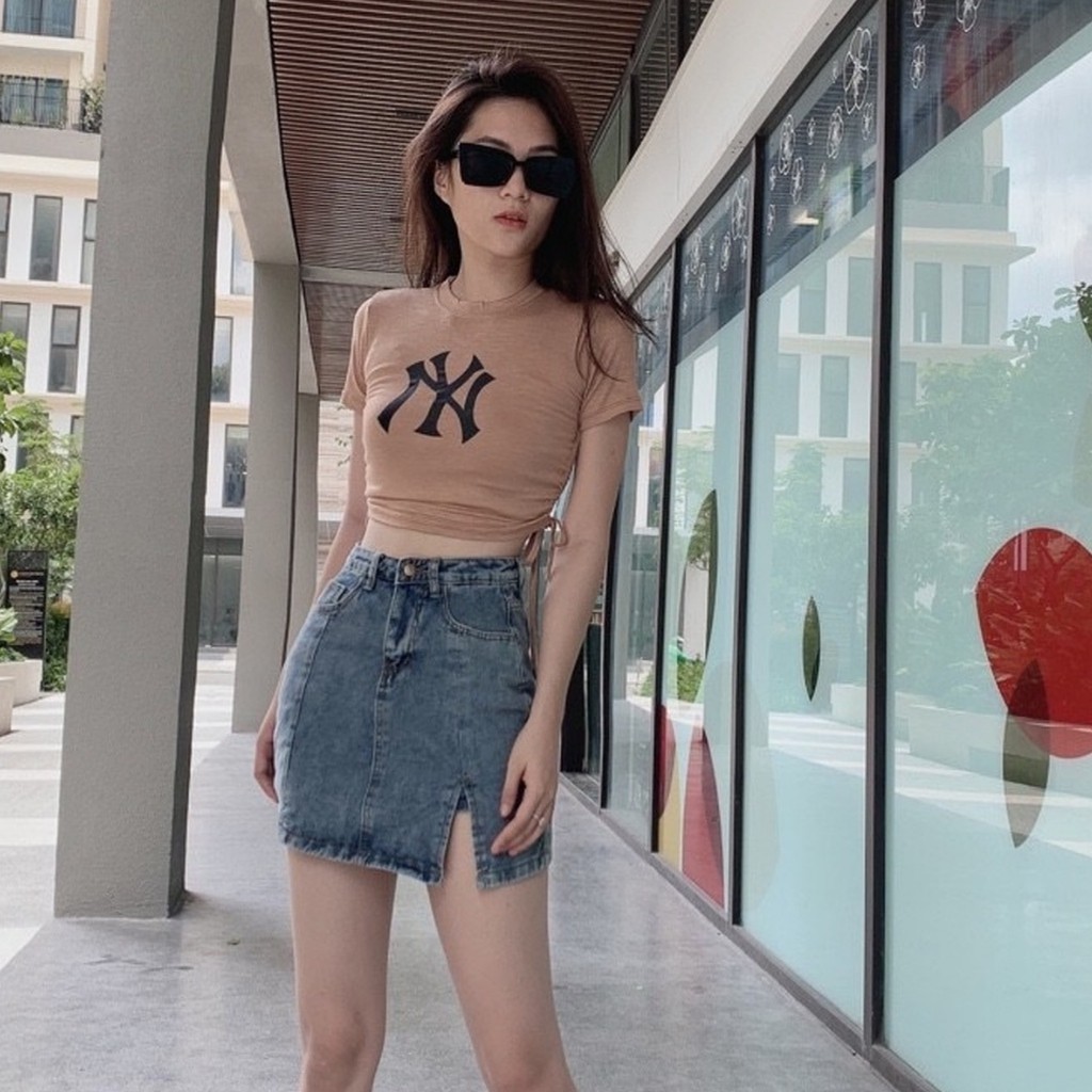 Áo Croptop Rút 2 Bên _ Dây Rút Tùy Chỉnh Được Chiều Dài _ Chất Borip Lụa Mịn