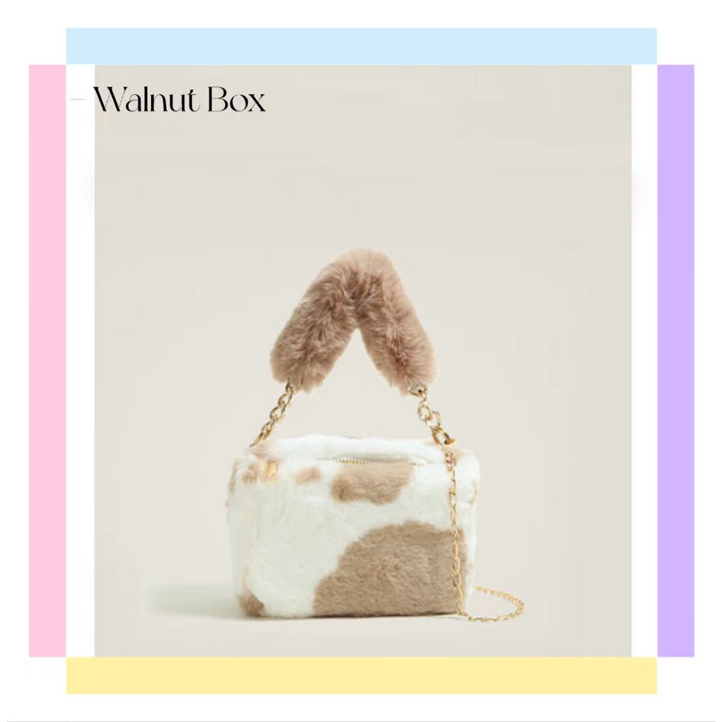 Túi Đeo Chéo Lông Xù Quai Xích Nhỏ Nhắn Dễ Phối Đồ Thời Trang Thu Đông Phong Cách Mới Dành Cho Bạn Nữ