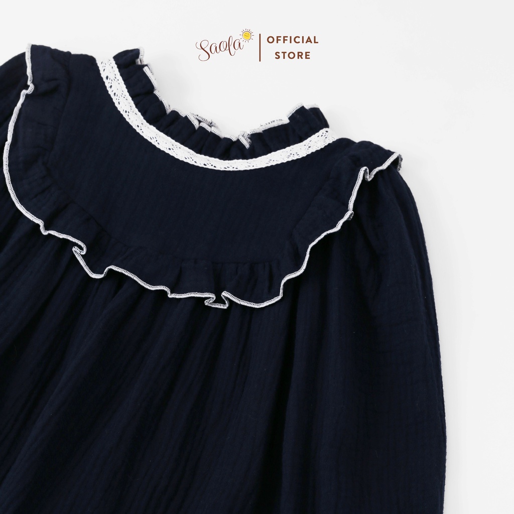 Đầm Bé Gái/Váy Bé Gái Cổ Điển Phong Cách Hàn Quốc Chất Liệu Muslin Cao Cấp - JENNIE DRESS- DRM003 - SAOLA KIDS CLOTHING