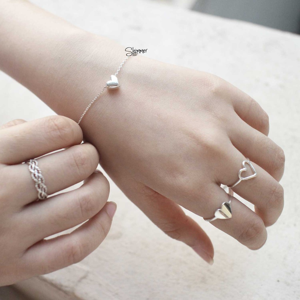 Lắc Tay, Vòng Tay Nữ Bạc 925 Cao Cấp SHIMMER SILVER MINI HEART Hình Trái Tim Nhỏ Quà Tặng 8/3 Ý Nghĩa