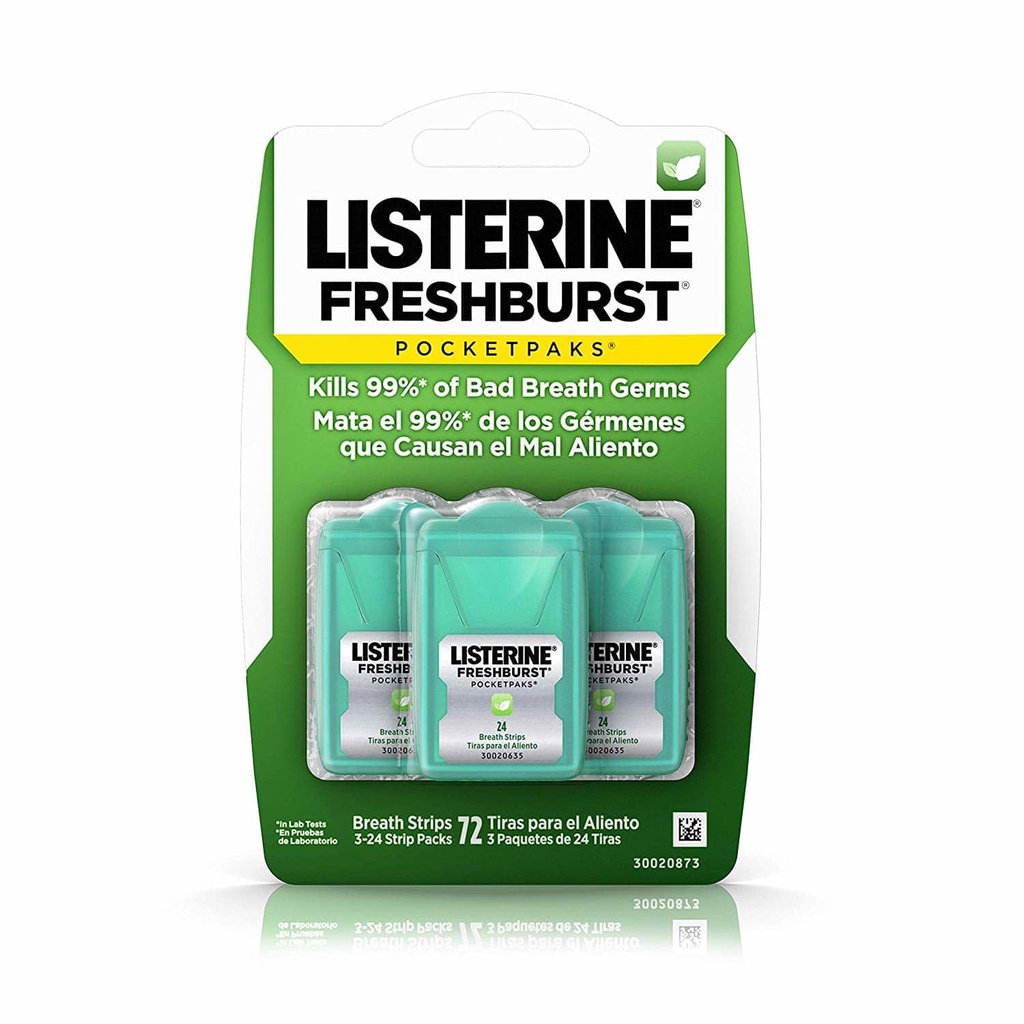 [Tách Lẻ] 1 Hộp Miếng Ngậm Thơm Miệng LISTERINE - Freshburst Pocketpaks Breath Strips (24 Miếng 1 Hộp)