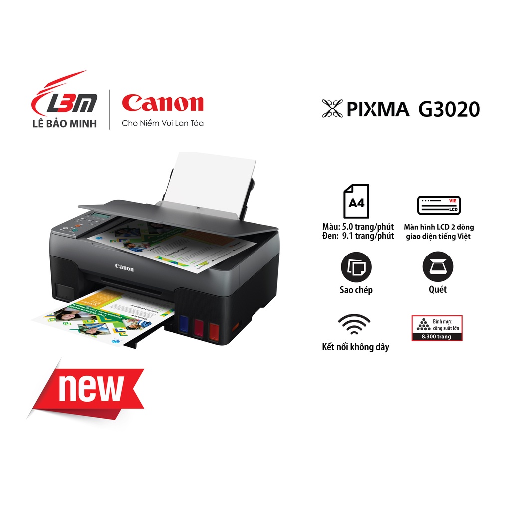 Máy In Phun Liên Tục Canon G3020 Đa Năng - WIFI
