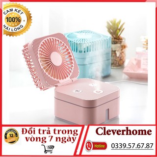 Quạt gấp gọn phun sương mini để bàn kiêm đèn ngủ Magic Cube 3 tốc độ tiện lợi mọi nhà đều cần