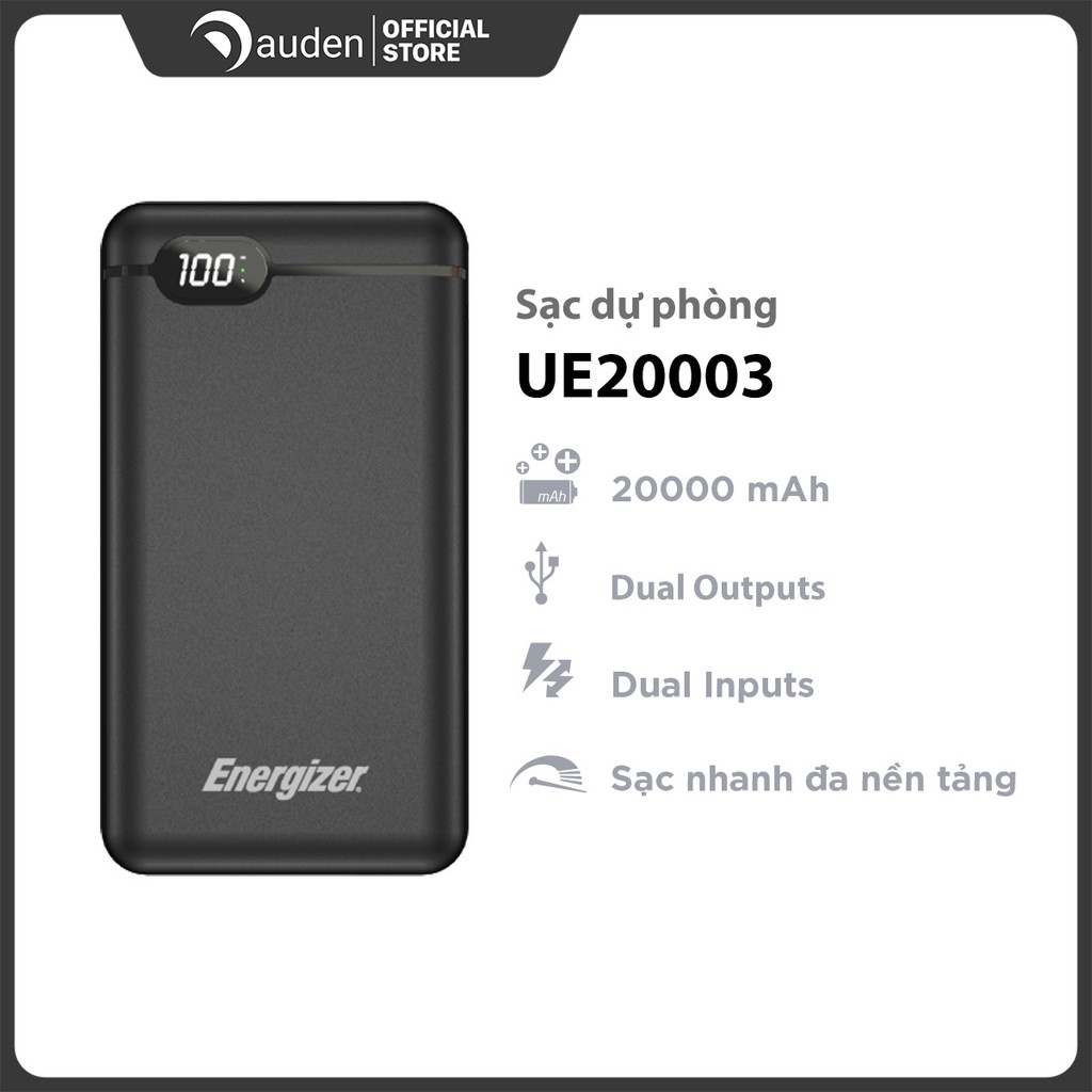  Sạc dự phòng Energizer UE20003BK 20,000mAh/3.7V Li-Polymer