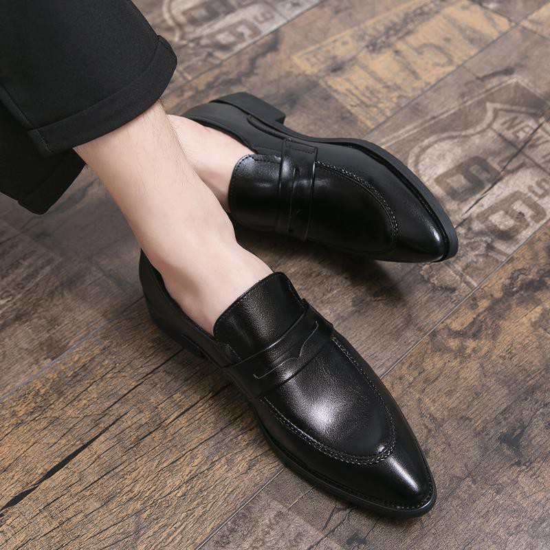 Spring hair stylist pointed leather shoes men's Korean version of the trend of one-step business dress men's shoes British all-match lazy shoes