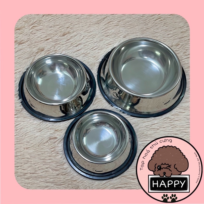 HOẢ TỐC | Bát ăn đơn inox chống trượt cho chó mèo dấu chân / Tô chén đựng thức ăn nước uống thép không gỉ cho thú cưng