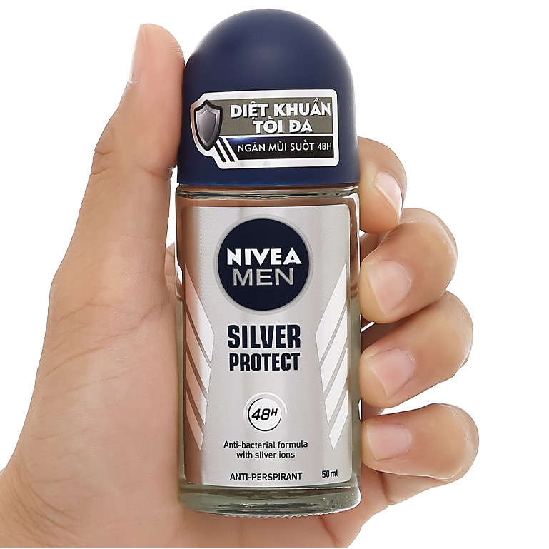 Lăn ngăn mùi Nivea Men Silver Protect phân tử bạc ngăn khuẩn gây mùi vượt trội lọ 50ml