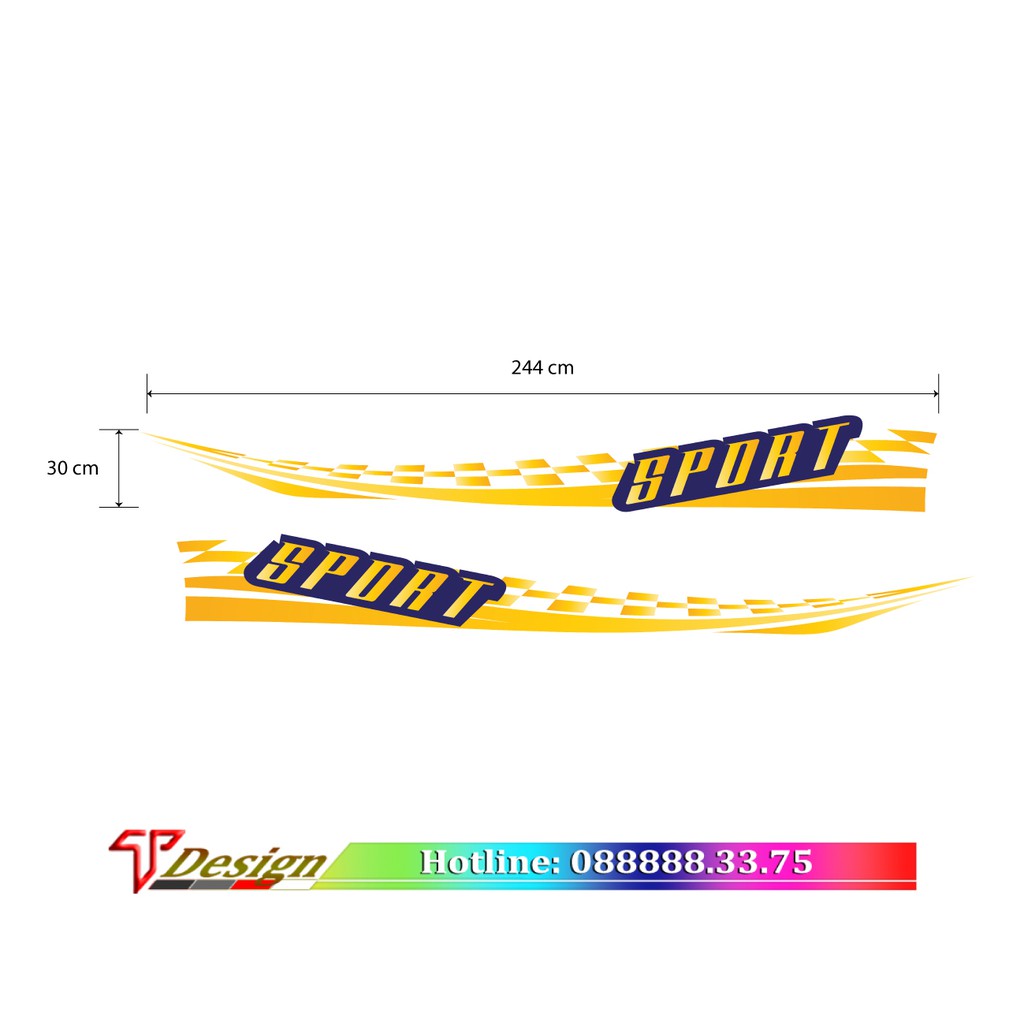 Tem dán sườn xe, tem xe oto, decal xe Vios WRAP34, KT 244x30cm