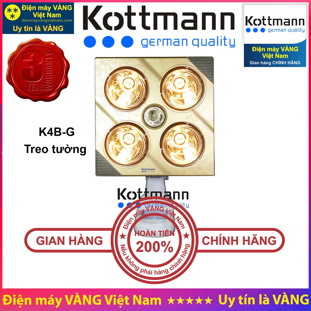 Đèn sưởi nhà tắm Kottmann K2B-H K3B-H K2B-Q K3B-Q K2B-HW-G K4B-G K9S K9R K4B-T - Hàng chính hãng