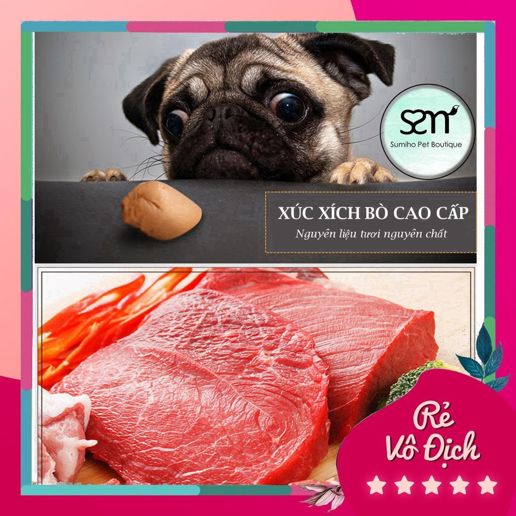 [DHTN] Xúc xích cho chó hương vị thịt bò Sumiho (Bịch 6 cây 100gr) Bánh thưởng cho chó mèo thú cưng