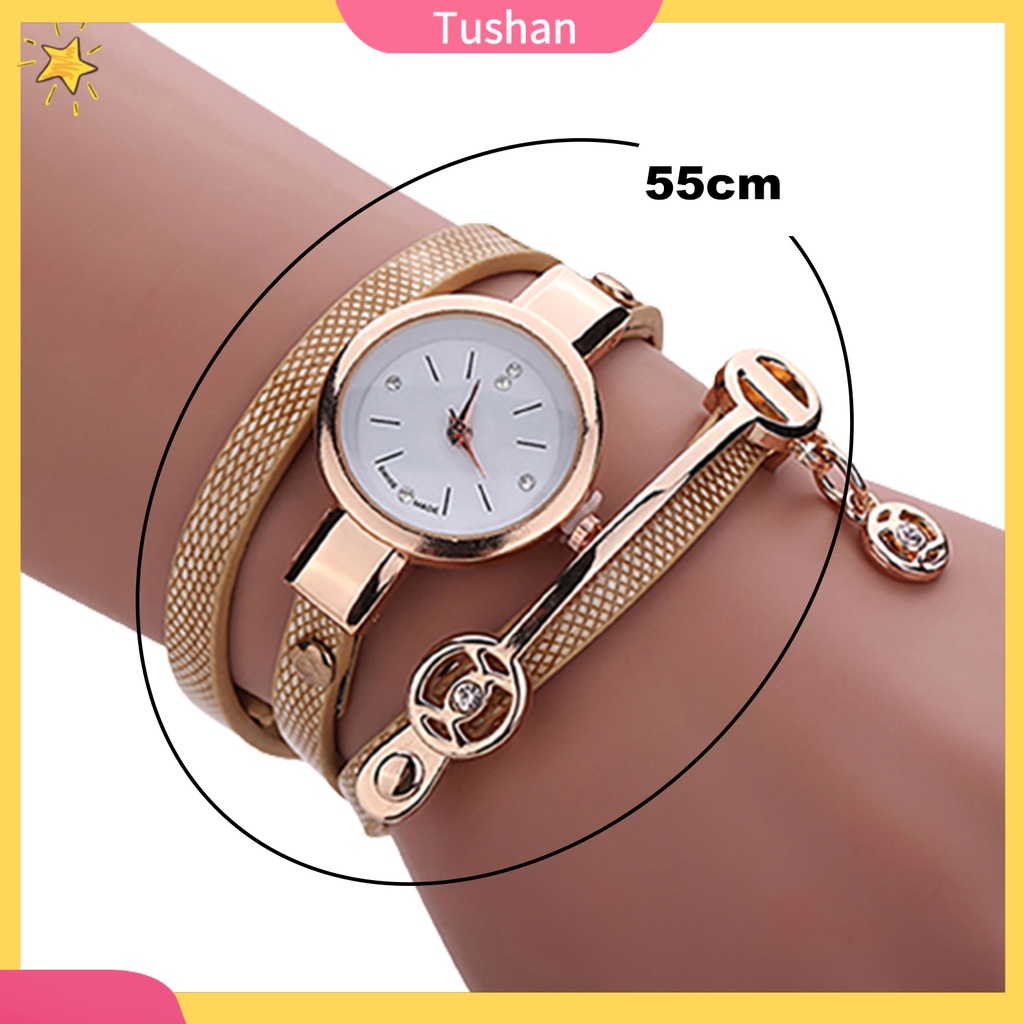 Đồng hồ đeo tay nữ dây giả da kiểu dáng thanh lịch sang trọng