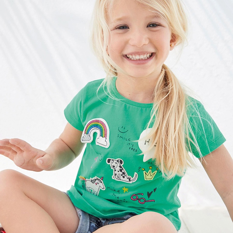 Áo thun BEAR LEADER in họa tiết hoạt hình đáng yêu phong cách Âu Mỹ 2022 thời trang mùa hè dành cho bé gái