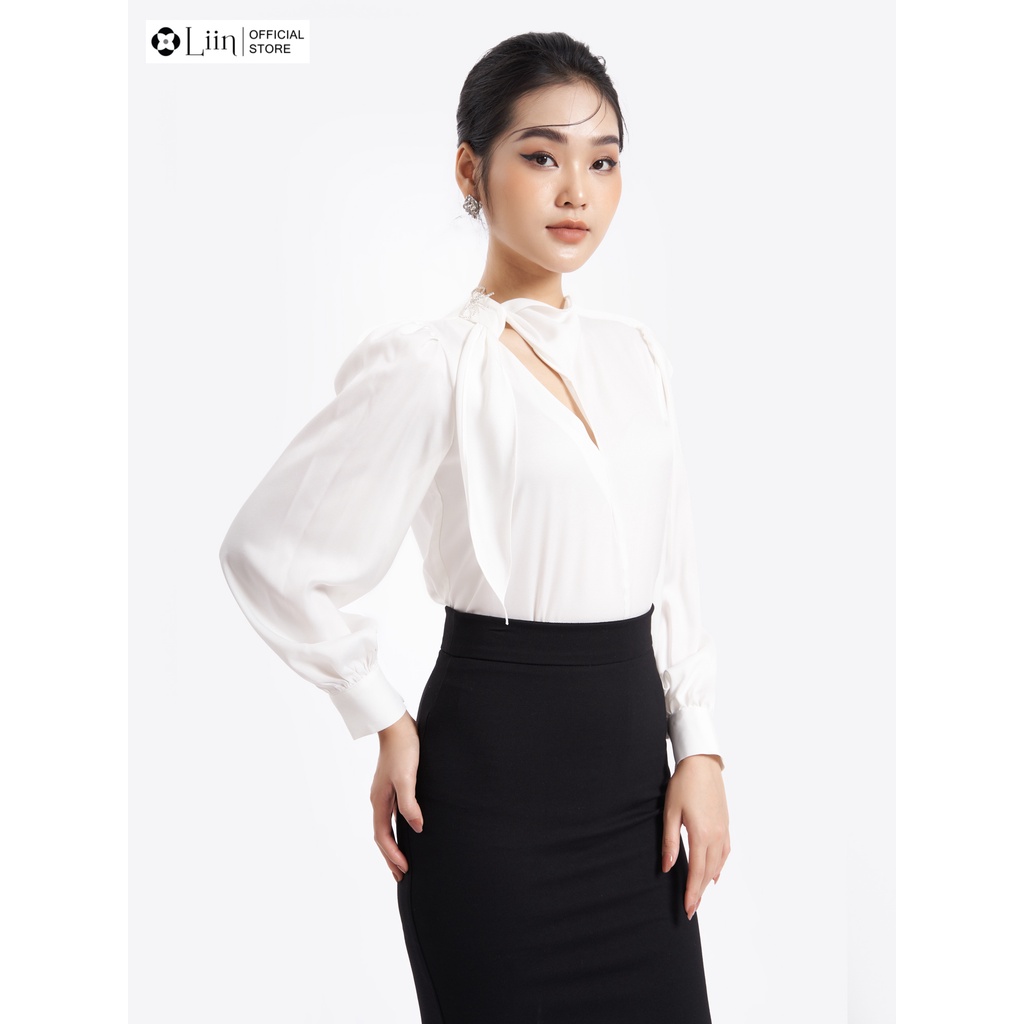 Áo kiểu nữ chất lụa thiết kế cổ chéo cách điệu phong cách thời thượng Liin Clothing SM3866