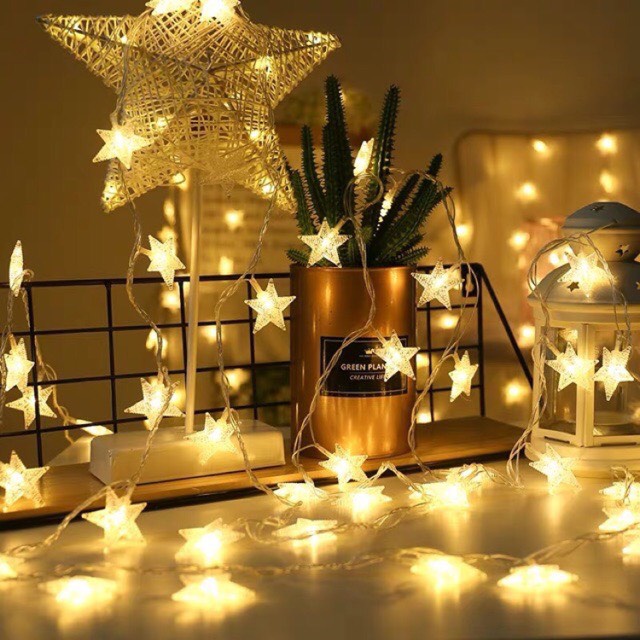 Dây đèn LED trang trí họa tiết ngôi sao decor phòng ngủ, rèm cửa, sinh nhật, lễ tết siêu xinh xắn