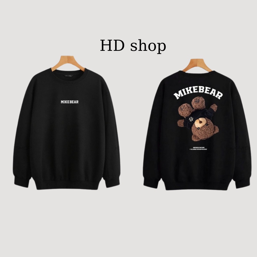 Áo Thun Dài Tay Nam Mikebear  Áo Nỉ Nam Mikebear Chất Vải Nỉ Cotton Cao Cấp Dày Dặn Không Phai Xù .mã Gấu